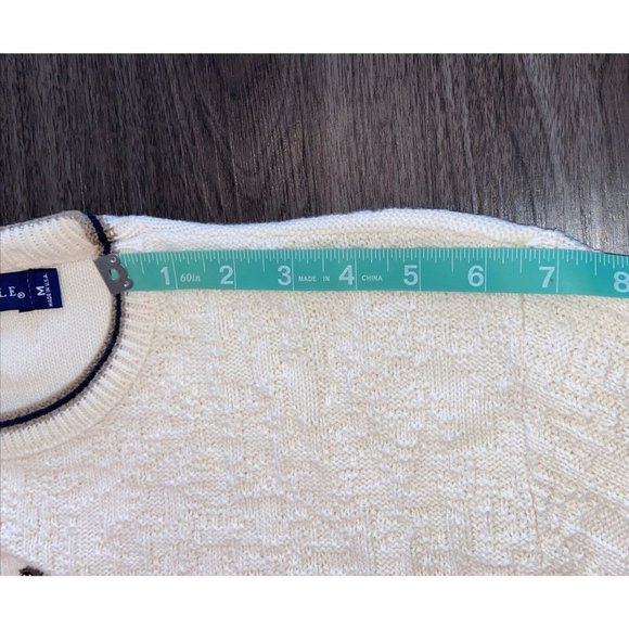 Vintage Pinnacle MEDIUM Men’s Golf Sweater Beige Crewneck Cotton - Picture 6 of 11